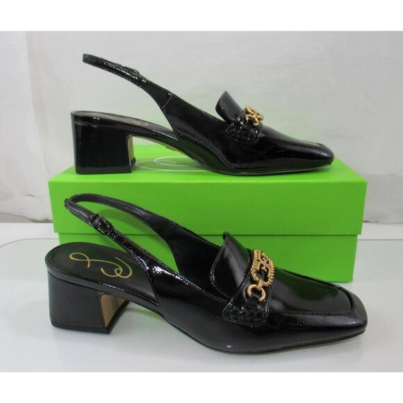 Sam Edelman Teana Slingback Loafers Pumps Heels Black Patent Size 7 - Picture 4 of 7